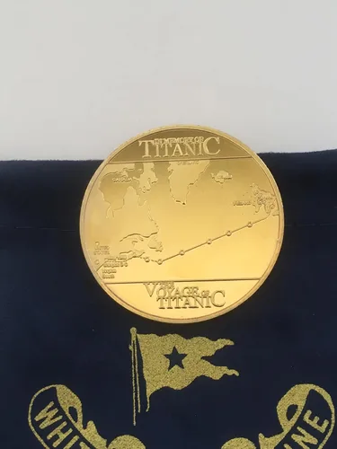 Vista 5 de Titanic Heart of the Ocean Necklace Fake Gold Coin Titanic Gifts