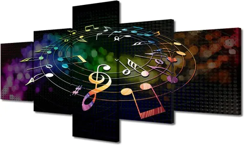 Vista 21 de Lienzo decorativo para pared, diseño de DJ Music Mixes the Track HD impreso en pinturas, 5 piezas de imágenes abstractas para sala de estar, obra
