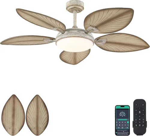 Vista 16 de Ventiladores de techo de hoja de palma de estilo tropical de 48 pulgadas