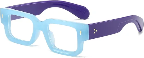 Vista 17 de PORADAY Gafas rectangulares para mujeres y hombres, lentes de luz azul, anteojos cuadrados negros