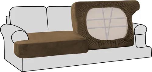 Vista 18 de H.VERSAILTEX Fundas de terciopelo elástico para silla con cojín en forma de T para sala de estar, funda de sofá, funda de asiento con cojín