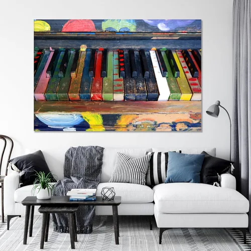 Vista 52 de LuxeWood Arte de Pared Musical en Lienzo - Impresiones Temáticas Musicales Medianas y Grandes para Sala de Estar, Oficina, Estudio, Airbnb