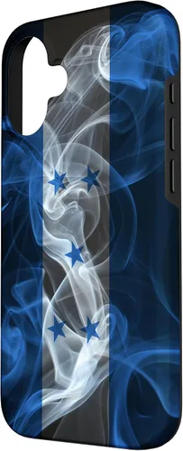 Vista 2 de iPhone 16 Smoky Honduras Flag - Funda de orgullo hondureño estilo humo