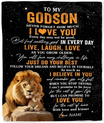 Vista 29 de Manta personalizada con texto en inglés «To My Godson», de Godmother Godmother Wolf Moon, My Love for You is Forever Godson Birthday Christmas