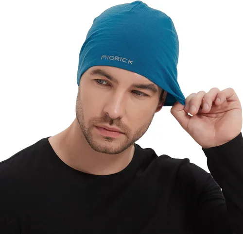 Vista 7 de Gorro de lana merina, gorra ligera para correr, transpirable, gorro de dormir para hombres y mujeres