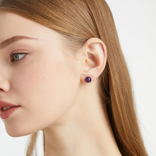 Vista 131 de Natural Stone Stud Earrings for Women 8mm Sterling Silver Genuine Gemstone Earrings Handmade Sterling Silver Crystal Stud Earrings for Women