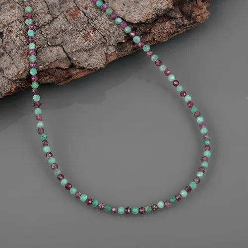 Vista 5 de Gemshiner - Collar de princesa con múltiples piedras preciosas para mujeres, niñas, hecho a mano, con cuentas curativas con cadena de plata