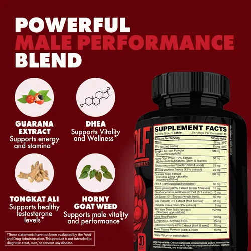 Vista 2 de ONL Red Wolf Potenciador de testosterona para hombres – Suplemento definitivo para hombres para resistencia de alta potencia, crecimiento muscular