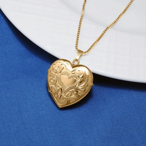 Vista 2 de PicturesOnGold.com Personalized Photo Engraved Heart Shaped Custom Photo PendantPhoto NecklacePhoto Charm with 4-Page Photo Heart Locket 1 14 Inch x