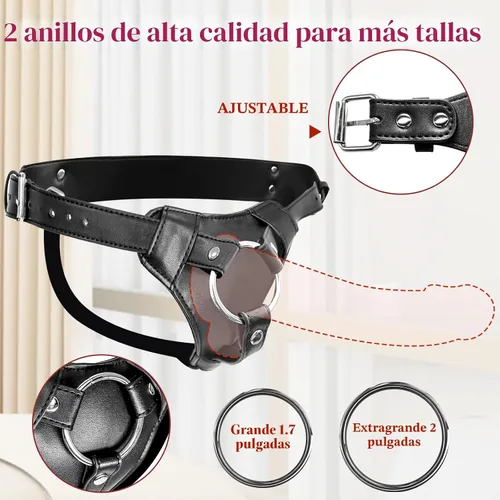 Vista 2 de Arnés con consolador para ataduras, juguetes sexuales para adultos para mujeres y hombres, consolador para pegging, cinturón ajustable de nylon