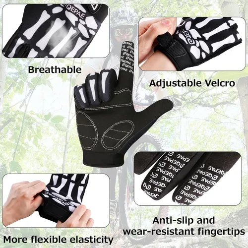 Vista 3 de Azarxis Guantes de esqueleto, ajustables, ligeros, de carreras, de cráneo, guantes de trabajo, antideslizantes, transpirables, para hombres