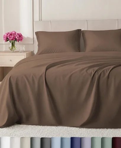 Vista 15 de California Design Den Juego de sábanas de lujo tamaño Queen, 800 hilos, 100% satén de algodón para cama tamaño Queen, juego de ropa de cama con Beige