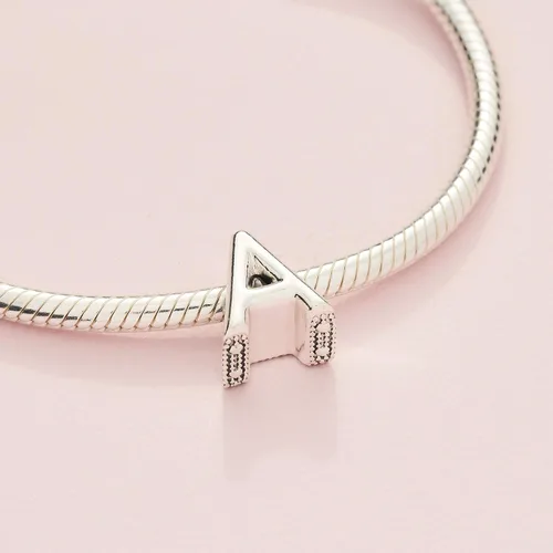 Vista 4 de Pandora Jewelry Letter Alphabet Charm - Beautiful Charm Letter for Pandora Charm Bracelets - Silver