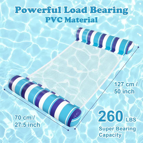 Vista 3 de Flotadores de piscina para adultos, paquete de 2 flotadores inflables para piscina, 4 en 1, balsas multiusos tumbona hamaca de agua para piscina