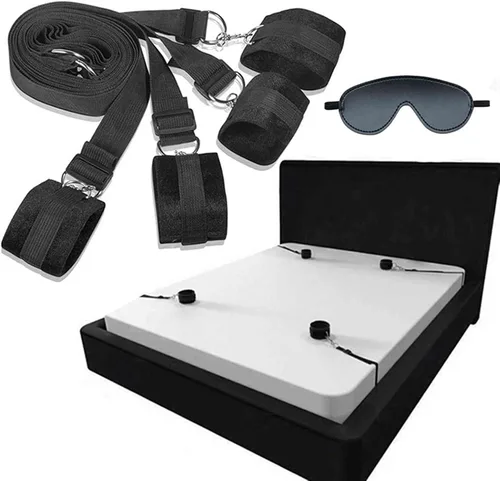 Vista 4 de Juego de correas de amarre sexual, sujeción de cama para parejas debajo de la cama King, accesorios sexuales para mujeres en correas de cama, juego