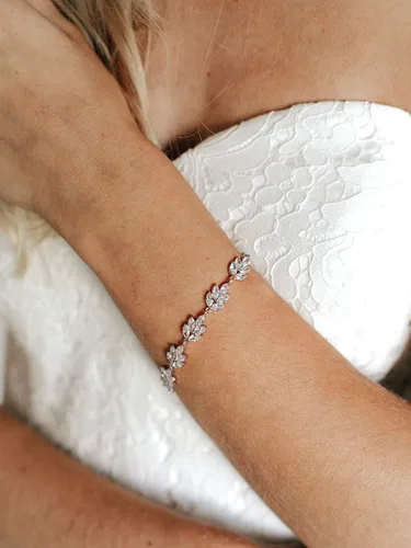 Vista 4 de SWEETV Juego de joyas de novia de lágrima para novias mujeres damas de honor collar de fondo de diamantes de imitación de cristal para baile