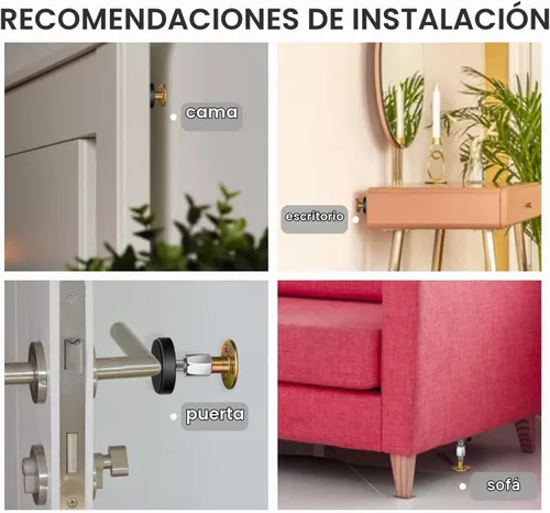 Vista 5 de Krisler Marco de cama de hierro ajustable herramienta antivibración, 1.181-1.732 in, protección de pared, fácil instalación, diseño moderno