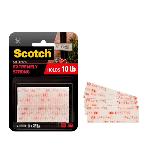 Vista 14 de Scotch Sujetadores de enclavamiento extremo, 4 tiras, 1" x 3", ofrece una potente unión al contacto, resistente a la intemperie, la suciedad