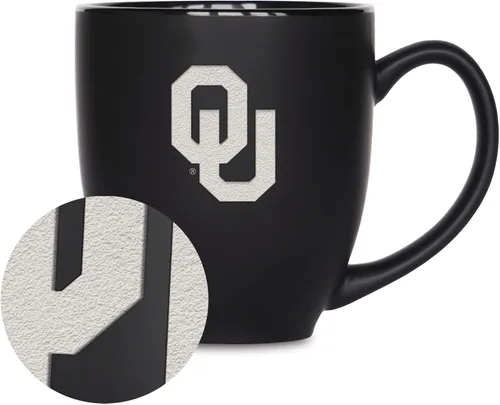 Vista 23 de Rico Industries - Taza de cerámica mate negra con grabado láser estándar de 15oz para NCAA (escuelas T & U) - Para bebidas calientes o frías
