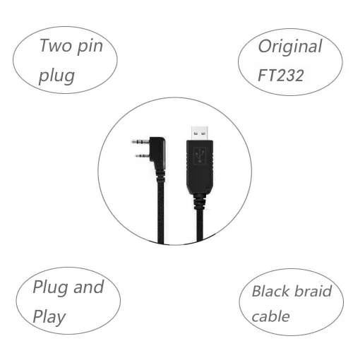 Vista 2 de Baofeng Cable de programación para radios portátiles de jamón bidireccional: UV-5R, 5RA, 5R Plus, 5RE, UV-82, bf F8HP, UV3R Plus, BF-888S, cable
