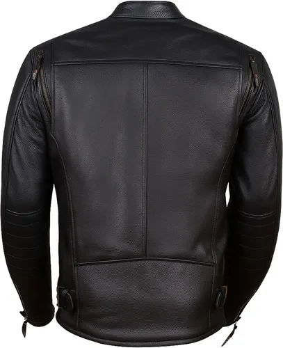 Vista 3 de Revolt - Chaqueta de motocicleta para hombre, piel de búfalo natural, armadura CE, ventilación, crucero, motorista, turismo, negro, talla XXL Marrón