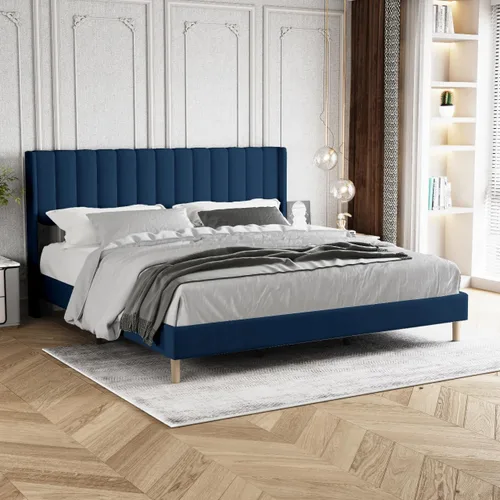 Vista 29 de Base de cama tapizada de tamaño individual con cabecero, listones de madera fuertes, no necesita somier, fácil montaje, terciopelo beige