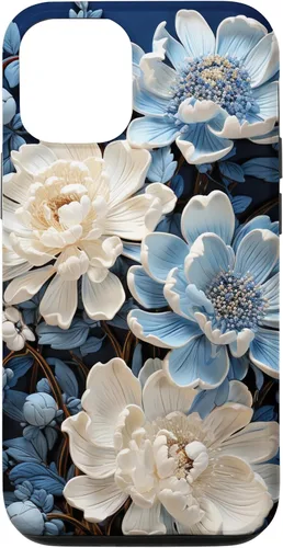 Vista 26 de iPhone 16 Chinoiserie Floral Toile Blue and White Case