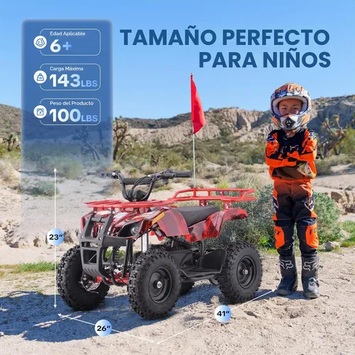 Vista 4 de HOVER HEART ATV eléctrico para niños, 36V eléctrico 4 ruedas Llama Pro-fuego