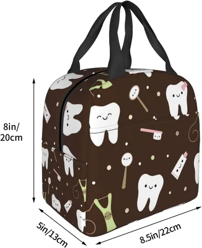 Vista 4 de Lonchera para dentistas, higienista dental para mujeres y hombres, bolsa de picnic aislada, hielera térmica, bonita bolsa de mano para trabajo