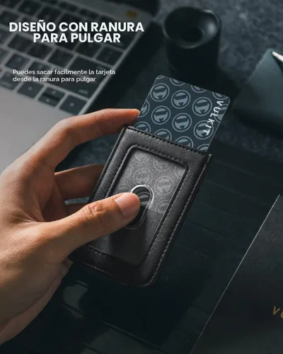 Vista 3 de VULKIT Soporte para tarjetas de identificación con cordón para mujeres y hombres, soporte vertical de cuero con ranura transparente para tarjetas