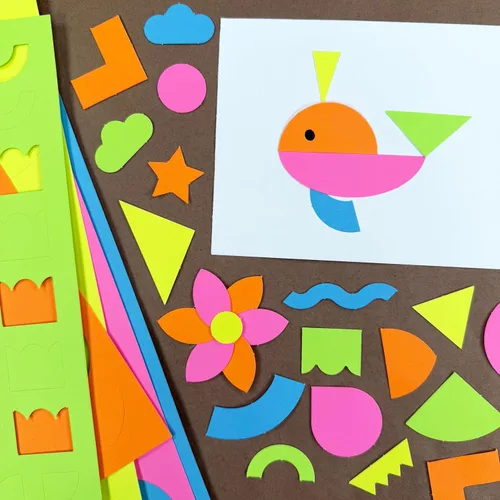 Vista 2 de ARTshapes - Paquete de 840 formas de papel creativas con guía de más de 70 ideas, cartulina hecha en Estados Unidos, suministros de manualidades DIY