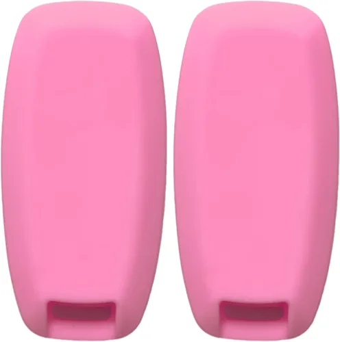 Vista 2 de REPROTECTING Funda de goma de silicona para llavero compatible con Nissan Pathfinder Rogue (5 botones, rosa rosa)