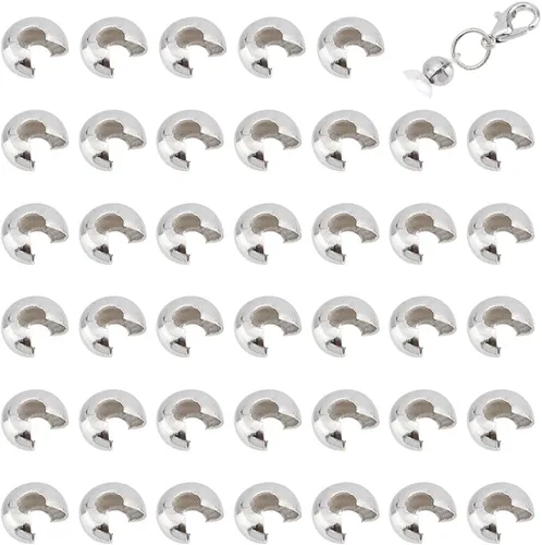 Vista 12 de UNICRAFTALE Alrededor de 200 piezas de cuentas de crimpado de 0.228 in, cuentas de engarce abiertas de acero inoxidable para hacer pulseras y joyas