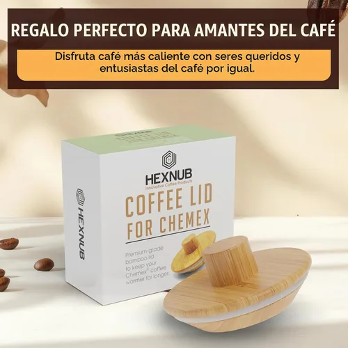 Vista 7 de HEXNUB Tapa de retención de calor de bambú para cafetera Chemex