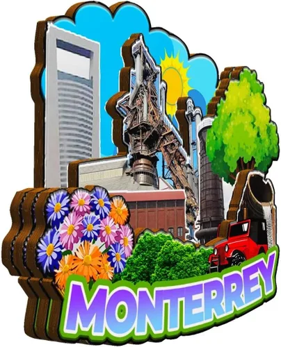 Vista 2 de Monterrey - Imán de México para nevera, de madera, 3D, monumentos, coleccionables, recuerdos, decoración hecha a mano, 2005