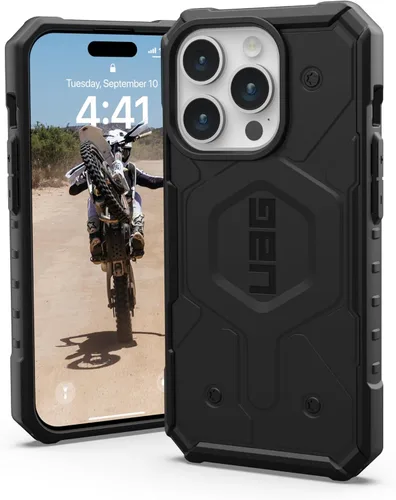 Vista 14 de URBAN ARMOR GEAR UAG Funda [Versión Actualizada] Compatible con iPhone 15 Pro 6.1" Pathfinder Transparente Ceniza/Negro Imán Integrado Compatible