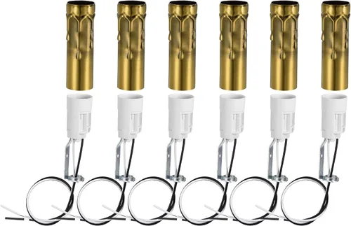 Vista 8 de uxcell Juego de 6 fundas para portalámparas E14 con alambre de 3 pulgadas de alto, color negro