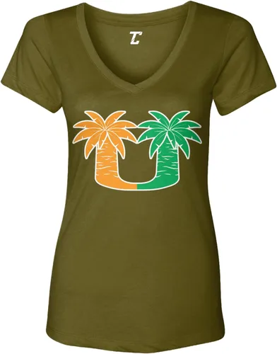 Vista 8 de Palm Trees - College Sports Miami - Camiseta con cuello en V para mujer Negro