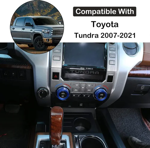 Vista 2 de Aunginsy Cubierta de Botón de Interruptor de Aire Acondicionado de Aluminio Compatible con Toyota Tundra 2014-2021, Interruptor de Botón de Control