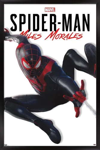 Vista 8 de Trends International Marvel Comics - Póster de pared de la serie Miles Morales, 22.4 pulgadas de largo x 14.7 pulgadas, versión enmarcada de madera