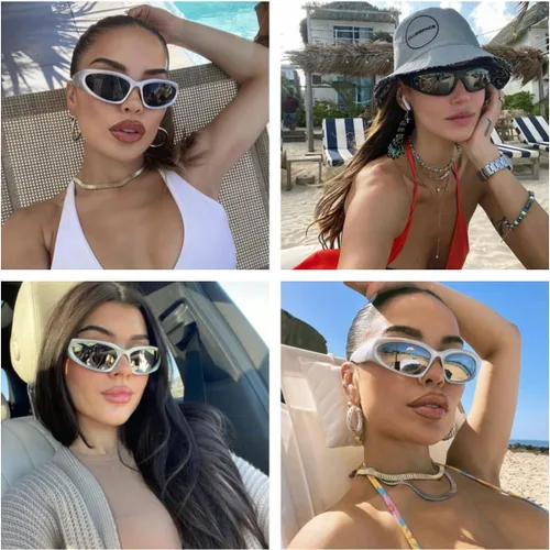 Vista 6 de LASPOR Gafas de sol deportivas envolventes para mujeres y hombres, lentes deportivos Y2K