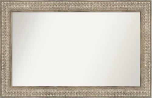 Vista 59 de Amanti Art Espejo de baño plateado para sobre fregadero, 26 x 26 pulgadas, espejo cuadrado de níquel pulido, marco de madera tradicional mediano, se