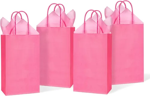 Vista 12 de DjinnGlory Paquete de 24 pequeñas bolsas de regalo de papel azul con asas de 9 x 5.5 x 3.15 pulgadas y 24 papel de regalo de seda para negocios