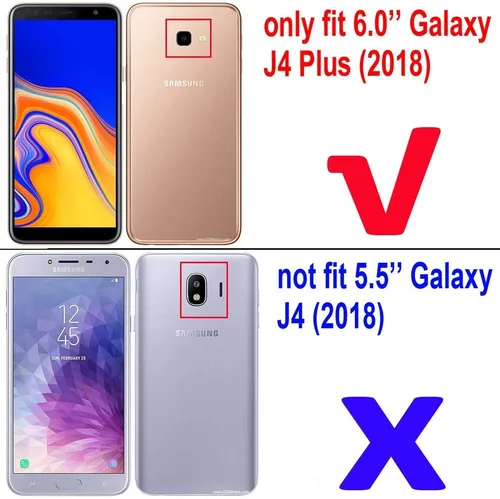 Vista 2 de Compatible con Galaxy J4+ (2018), soporte de anillo de metal, a prueba de golpes, parachoques duro (funciona con soporte magnético para automóvil)