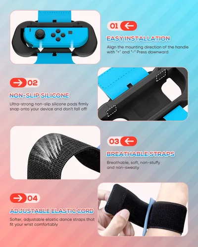 Vista 4 de MENEEA Wrist Strap Compatible with Just Dance 2025 2024 2023for Zumba Burn It Up,Adjustable Wrist Bands for Nintendo Switch & OLED Model for