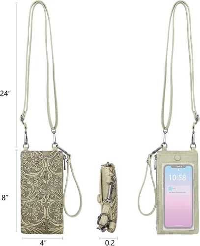 Vista 6 de Montana West Cowhair - Bolso cruzado de cuero para teléfono celular, cartera para mujer, vaquera occidental, bolso cruzado pequeño