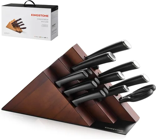 Vista 10 de KINGSTONE Juego de 14 cuchillos con portacuchillos, cuchillos de acero inoxidable de alto carbono con filo de precisión y durabilidad prolongada