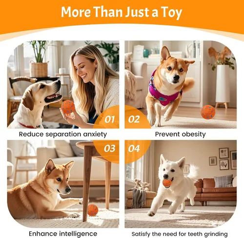 Vista 9 de Pelotas para perros: pelota interactiva para perros, juguete para perros con movimiento automático y rebote, material E-TPU, IP54 impermeable