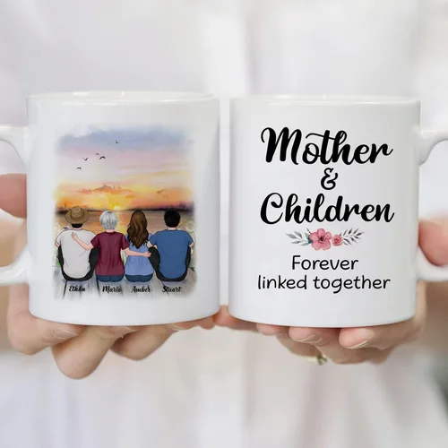 Vista 5 de Gossby Tazas personalizadas para mamá, regalos personalizados para mamá de hijas, hijos con avatares, nombres, cumpleaños, día de la madre, regalos