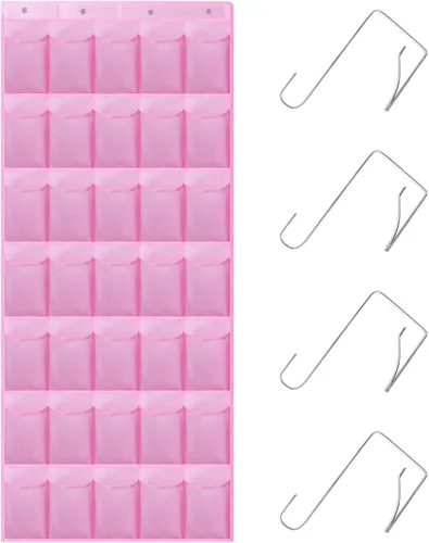 Vista 11 de Organizador de zapatos con 35 bolsillos grandes para puerta, estante porta zapatos con bolsillos de malla, organizador de zapatos colgante de gran